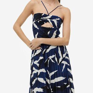 NWT H&M Blue pleaded halter neck dress size M